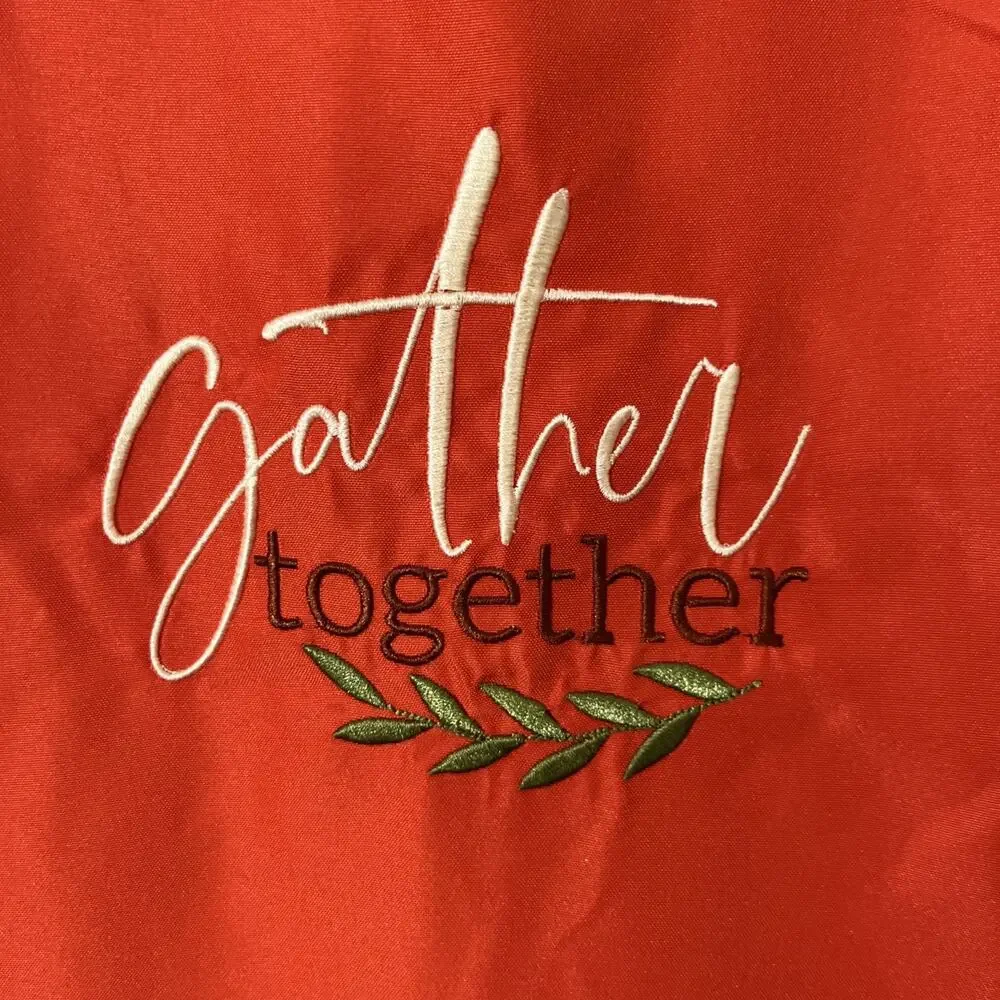 Custom Made Kitchen Apron With Embroidery & Removable Towel Washable Fall Gather